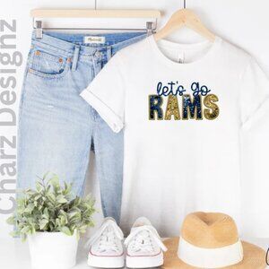 Let's Go Rams Faux Sequin/Glitter Tee (White/New)